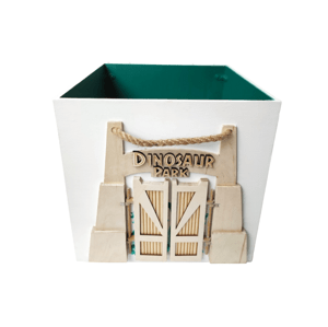 Makuto Art Drevený úložný box na kolieskach DINO PARK do detskej izby