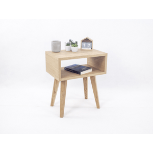 Benlemi Drevený nočný stolík s policou LUNA ONE Kvalita dreva: 2. Kombinácia dubového masívu a dyhovanej DTD dosky