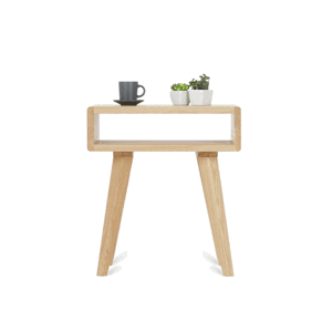 Benlemi Zaoblený drevený nočný stolík na nôžkach LUNA FLO Kvalita dreva: 1. Dubový masív triedy A