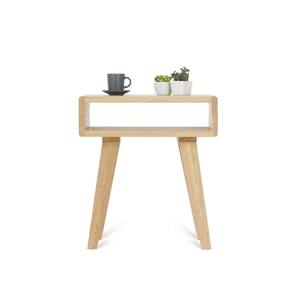 Benlemi Zaoblený drevený nočný stolík na nôžkach LUNA FLO Kvalita dreva: 2. Kombinácia dubového masívu a dyhovanej DTD dosky