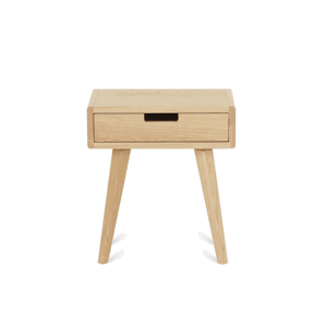 Benlemi Zaoblený nočný stolík z dreva LUNA FLO prírodný Kvalita dreva: 1. Dubový masív triedy A