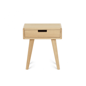 Benlemi Zaoblený nočný stolík z dreva LUNA FLO prírodný Kvalita dreva: 2. Kombinácia dubového masívu a dyhovanej DTD dosky