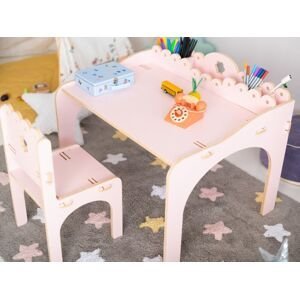Myminihome Detský stolík EMMA s pastelkovníkmi + stolička Zvoľte farbu: Ružová
