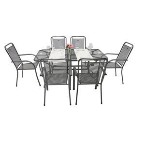 DEOKORK Záhradná kovová zostava SAVANA I. 1+6 Stôl obdĺžnikový 190x105 cm (CT0310)