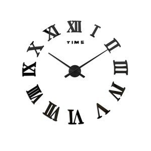 3D Nalepovacie hodiny DIY Clock Evevo 8274XL, Roman Black, 90-130cm