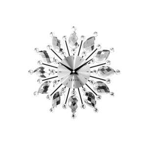 Nástenné hodiny LAVVU LCT1120 CRYSTAL Flower Strieborné, 33 cm
