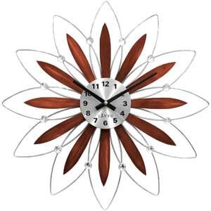 Drevené strieborné hodiny Lavvu Crystal Flower LCT1114, 50 cm