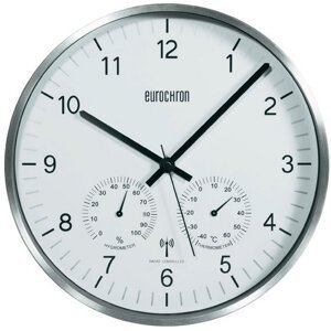 Nástenné DCF hodiny Eurochron s teplomerom a vlhkomerom, wu64 30cm