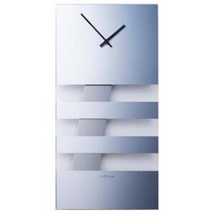 Dizajnové nástenné kyvadlové hodiny 2855 Nextime Bold Stripes silver 38x19cm