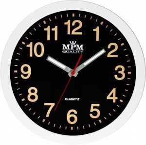 Nástenné hodiny MPM, 3104.9000 - čierna/biela, 30cm