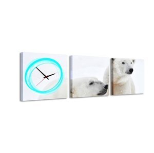 3 dielne obrazové hodiny Ľadový medveď, 35x105cm