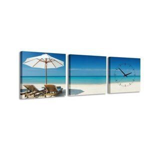 3 dielne obrazové hodiny, Beach, 35x105cm