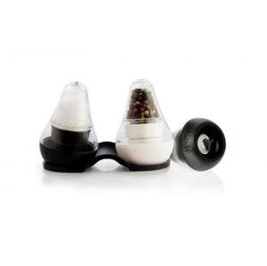 Dvojica mini mlynčekov na korenie a soľ FINUM Mini Look Touch Taste ™, čierny / biely