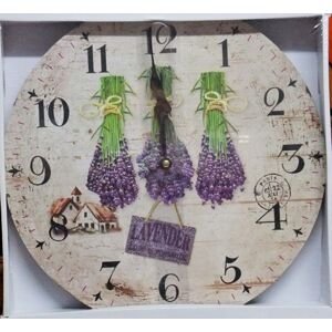 Nástenné hodiny drevené, Vintage, ar22r, Lavender, 34cm