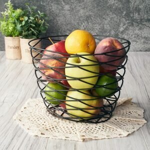 Košík drôtený čierny na ovocie