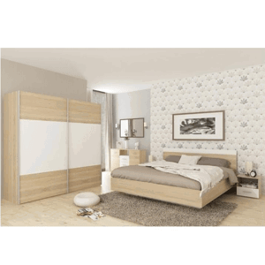 Spálňový komplet (posteľ 180x200 cm), dub sonoma/biela, GABRIELA