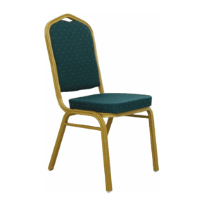 Stohovateľná stolička, zelená/matný zlatý rám, ZINA 2 NEW, tovar 2.triedy