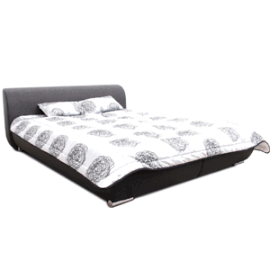 Manželská posteľ, čierna/tmavosivá/vzor, 160x200, MEO