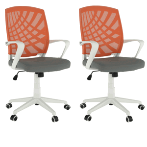 2 kusy, kancelárske kreslo, oranžová/sivá/biela, VIDAL