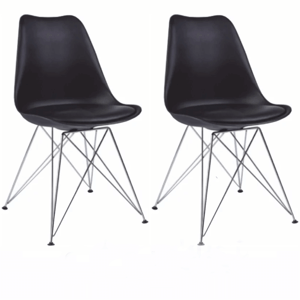 2 kusy, stolička, čierna/chróm, METAL 2 NEW