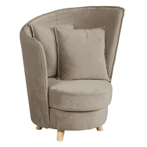 Kreslo v štýle Art Deco, sivohnedá Taupe Velvet látka/dub, ROUND