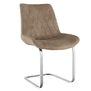 Jedálenská stolička, svetlohnedá látka s efektom brúsenej kože/chróm, DENTA