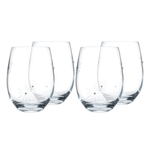 Poháre, set 4 ks, s kryštálmi, 530 ml, SNOWFLAKE STRIK