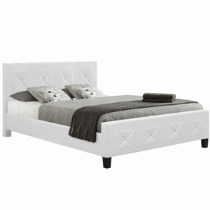 Manželská posteľ s roštom, ekokoža biela, 160x200, CARISA, tovar 2. triedy