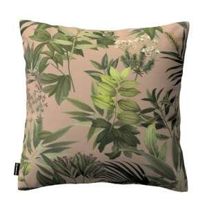 Dekoria Karin - jednoduchá obliečka, zelené rastliny na špinavo - ružovom podklade, 43 × 43 cm, Tropical Island, 143-71