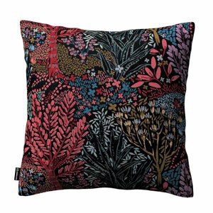 Dekoria Karin - jednoduchá obliečka, kolorowy motyw roślinny na czarnym tle, 43 x 43 cm, Intenso Premium, 144-26