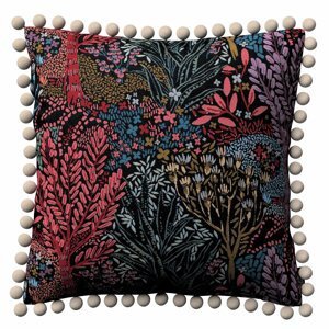 Dekoria Monika s lemom, kolorowy motyw roślinny na czarnym tle, 45 x 45 cm, Intenso Premium, 144-26