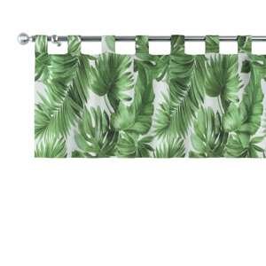 Dekoria Krátky záves na pútkach, zelené listy na bielom podklade, 390 × 40 cm, Tropical Island, 141-71
