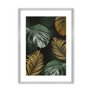 Dekoria Plakat Golden Leaves I, 40 x 50 cm, Ramka: Srebrna