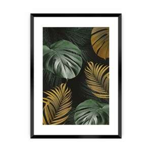 Dekoria Plakat Golden Leaves I, 50 x 70 cm, Ramka: Czarna