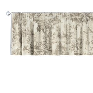Dekoria Krátky záves na riasiacej páske, ecru pozadie, béžové postavy, 390 x 40 cm, Avinon, 144-53