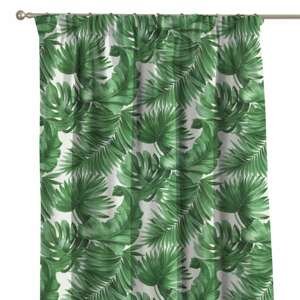 Dekoria Záves na riasiacej páske, zelené listy na bielom podklade, 130 × 260 cm, Tropical Island, 141-71