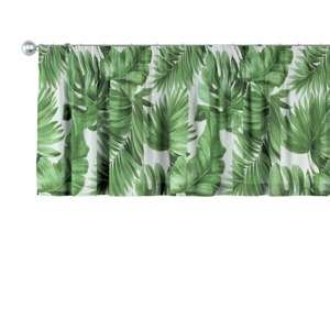 Dekoria Krátky záves na riasiacej páske, zelené listy na bielom podklade, 130 × 40 cm, Tropical Island, 141-71