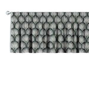 Dekoria Krátky záves na riasiacej páske, sivé vzory na čiernom podklade, 130 x 40 cm, Výpredaj, 143-74