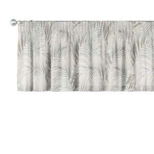Dekoria Krátky záves na riasiacej páske, béžové a krémové palmové listy na bielom pozadí , 390 x 40 cm, Gardenia, 142-14