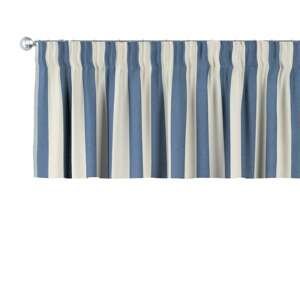 Dekoria Krátky záves na riasiacej páske, niebiesko-białe pionowe pasy, 390 x 40 cm, Quadro, 143-90