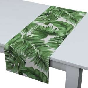 Dekoria Štóla na stôl, zelené listy na bielom podklade, 40 × 130 cm, Tropical Island, 141-71