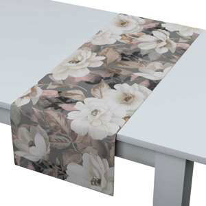 Dekoria Štóla na stôl, svetlé kvety na sivom podklade so svetlo ružovou a béžovou, 40 x 130 cm, Gardenia, 142-13