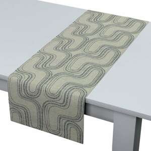 Dekoria Štóla na stôl, šedé vzory na ľanovom podklade, 40 × 130 cm, Výpredaj, 143-14