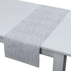 Dekoria Štóla na stôl, biele listy na sivom podklade , 40 x 130 cm, Sunny, 143-84