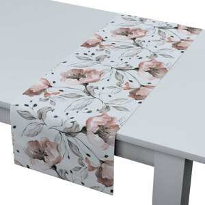 Dekoria Štóla na stôl, Hvid, rosa og grå, 40 × 130 cm, Velvet, 704-50