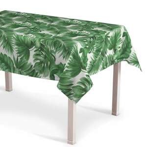 Dekoria Obrus na stôl obdĺžnikový, zelené listy na bielom podklade, 130 × 160 cm, Tropical Island, 141-71