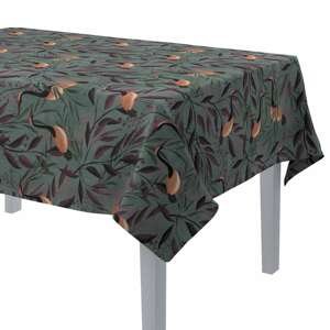 Dekoria Obrus na stôl obdĺžnikový, farebné volavky na zeleno - sivom podklade, 130 × 250 cm, Abigail, 143-11