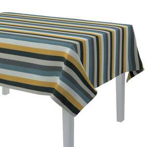 Dekoria Obrus na stôl obdĺžnikový, pásy v odtieňoch žlto-hnedo-modrých farbách, 130 × 280 cm, Vintage 70's, 143-59