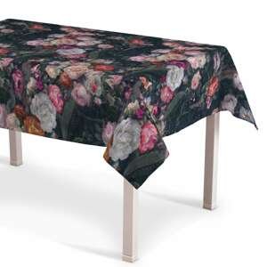 Dekoria Obrus na stôl obdĺžnikový, farebné kvety na tmavom pozadí, 130 × 280 cm, Gardenia, 161-02