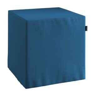 Dekoria Taburetka tvrdá, kocka, modrá morská, 40 x 40 x 40 cm, Cotton Panama, 702-30